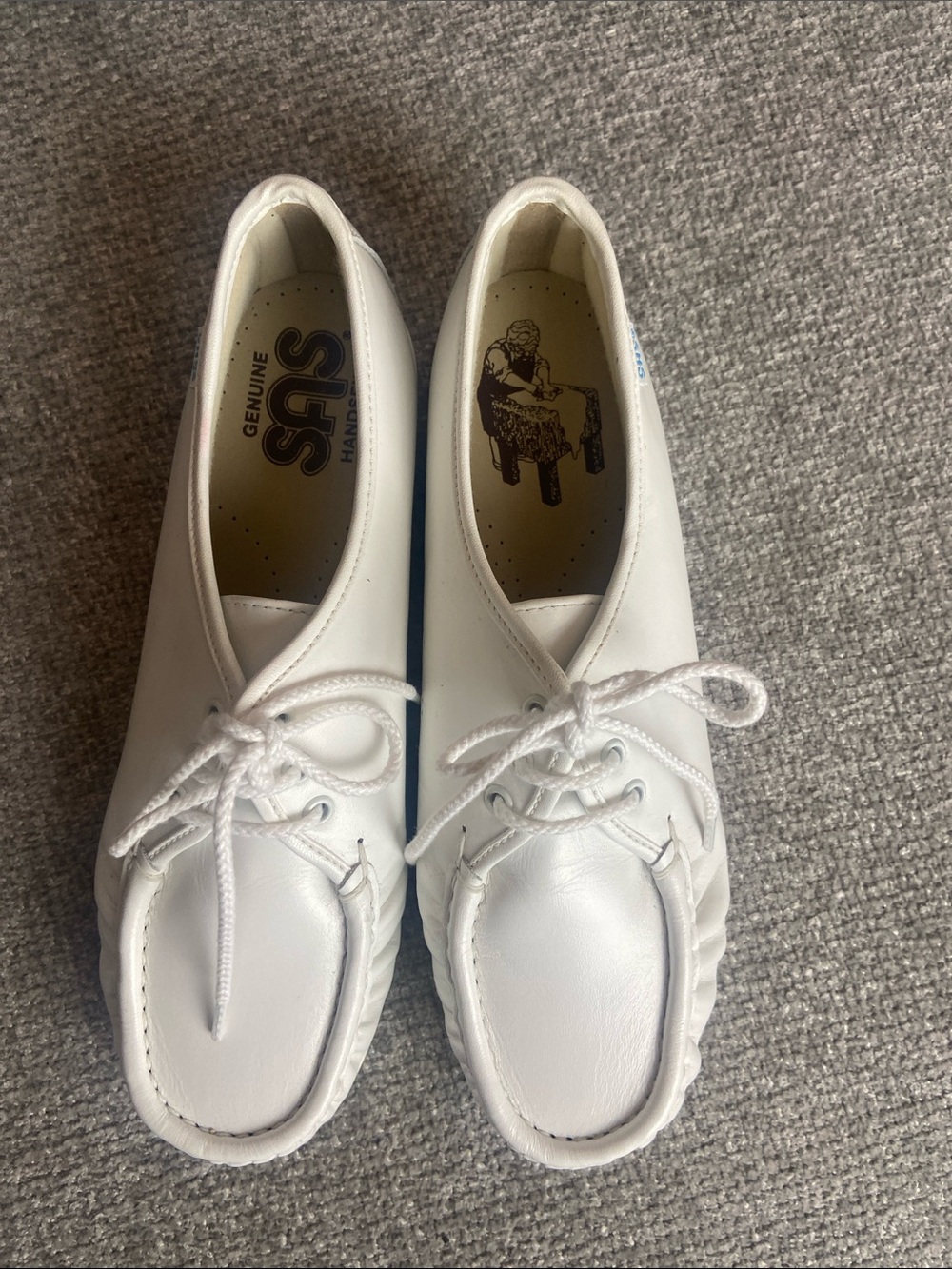 SAS White Leather Lace-Up Moccasin Comfort Shoes womens size 9